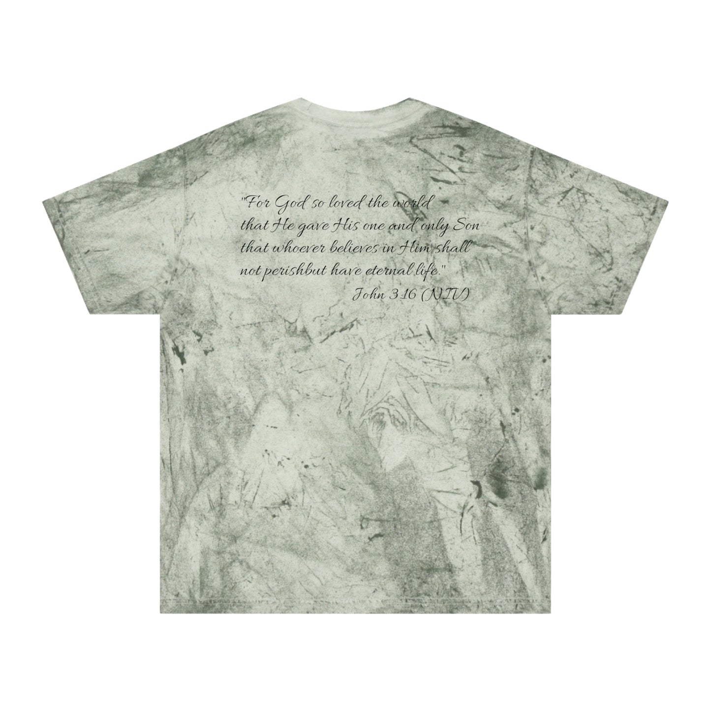 Jesus our savior Inspirational Faith T-Shirt - Color Blast Design with Bible Verse