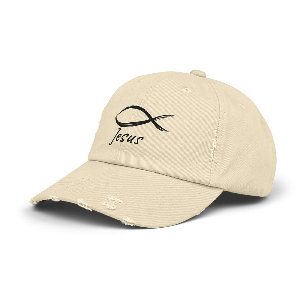 Distressed Cap - Faith-Inspired Jesus Design