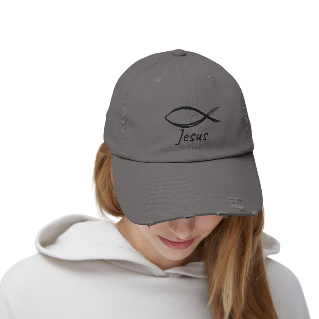 Distressed Cap - Faith-Inspired Jesus Design