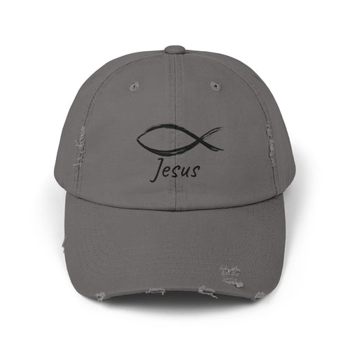 Distressed Cap - Faith-Inspired Jesus Design