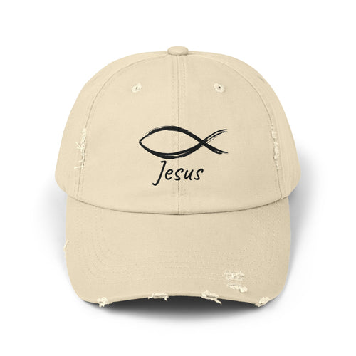 Distressed Cap - Faith-Inspired Jesus Design